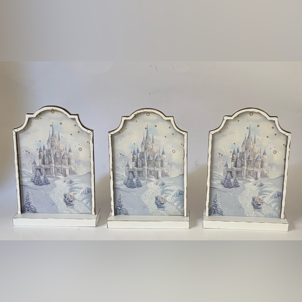 Frosted fairytale tabletop sign decor NEW NWT 3 total Christmas festive - Picture 2 of 10